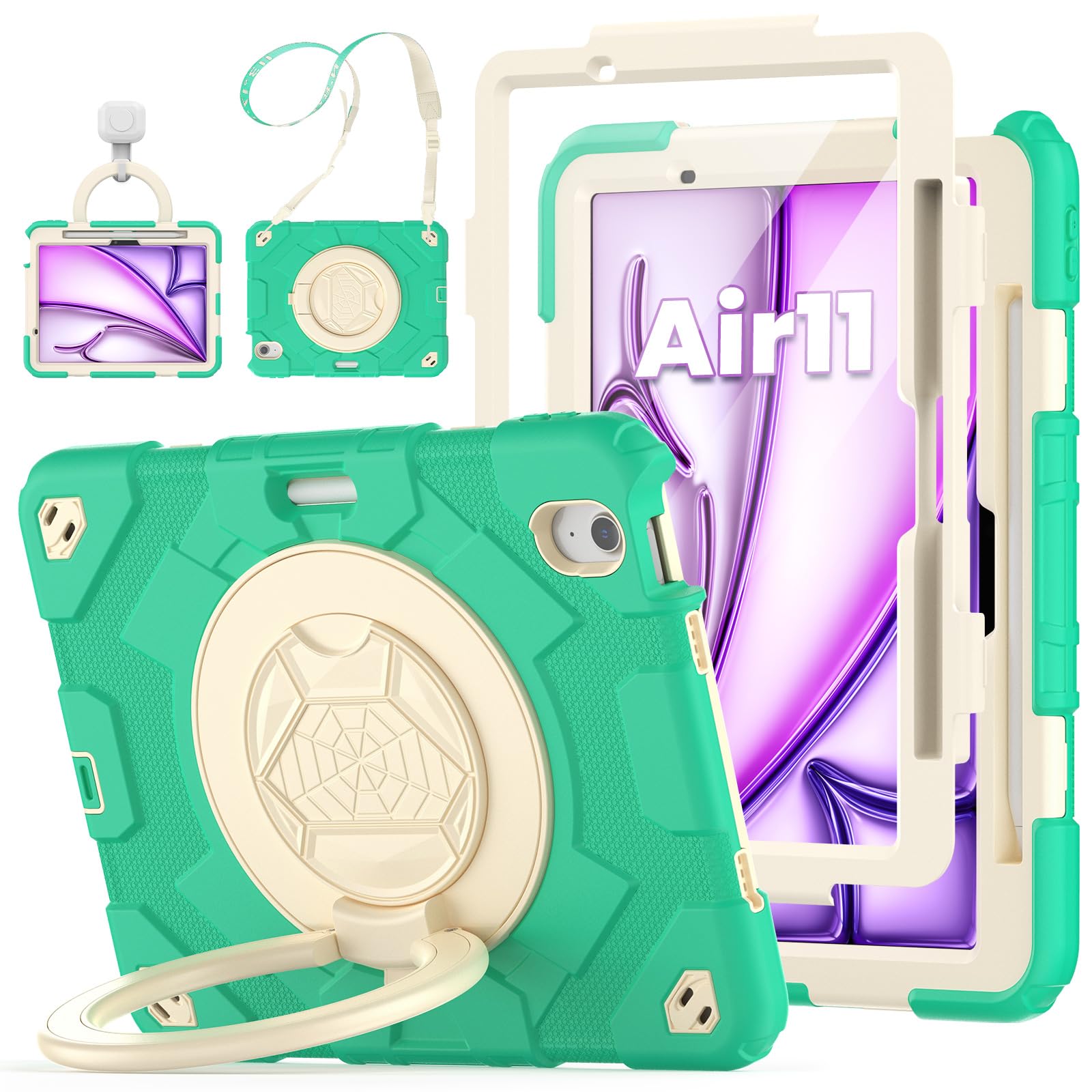 Kids Case for iPad Air 11" M4 2026/M3 2025/M2 2024, Mint Green