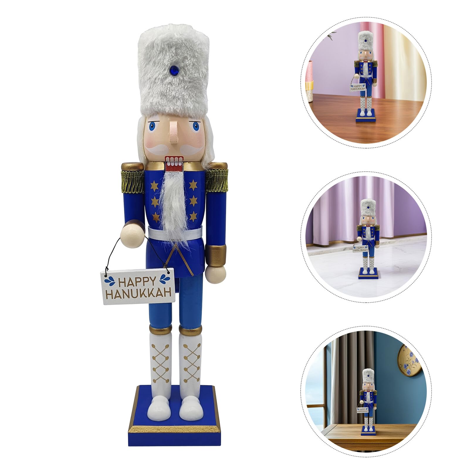 Lurrose Décoration Soldat Casse-Noisette Figurine Traditionnelle Bois Ornement de Table pour Hanoukka et Fêtes Juives