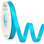 Ribbli Double Faced Turquoise Blue Satin Ribbon,3/8 x Continuous 25 Yards,Use for Bows Bouquet,Gift Wrapping,Floral Arrangement