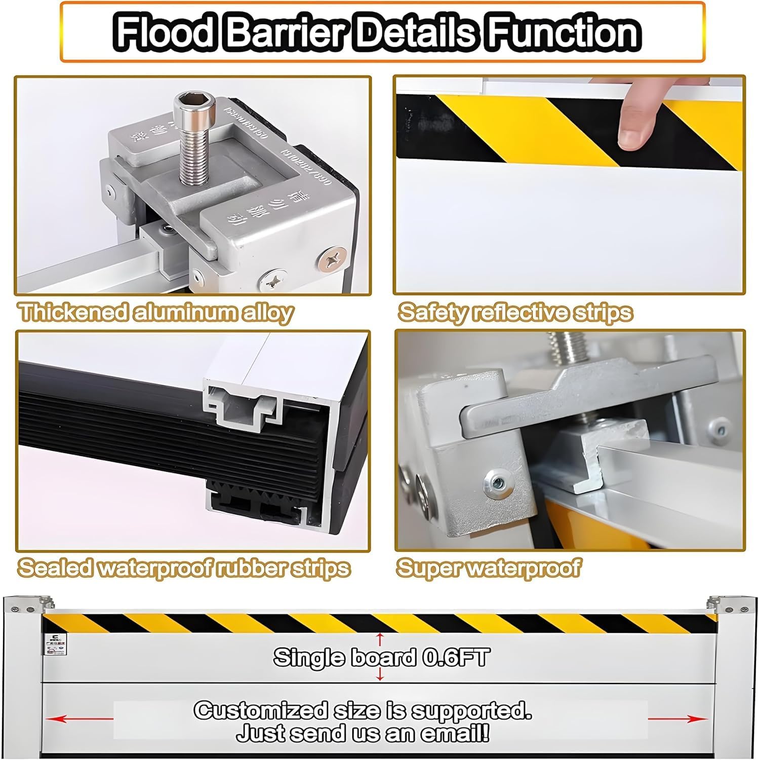 Home Flood - Shopping mall Garage Flood, Reusable, Fast Flood Prevention, Outdoor Removable Temporary at The Door,H15.7 Inch/L3FT
