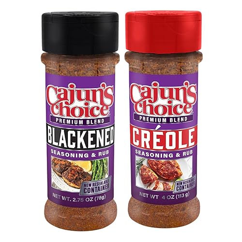 Condimento criollo 3.8 oz y condimento ennegrecido 2.75 oz Cajun's Choice Louisiana Foods (paquete de unidades)