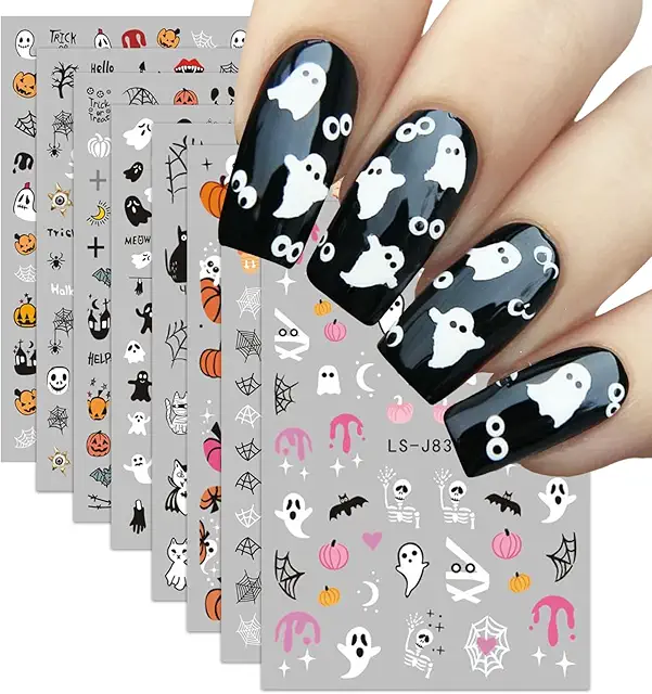 Evadollina Halloween Nail Stickers - 8 Sheet Spooky Nail Art Designs