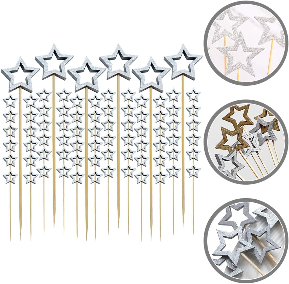 PRETYZOOM 300pcs Christmas Cocktail Picks Fruit Skewers for Parties Xmas Decorations and Home Supplies Stylish Star Design for Easy Serving and Cleanup