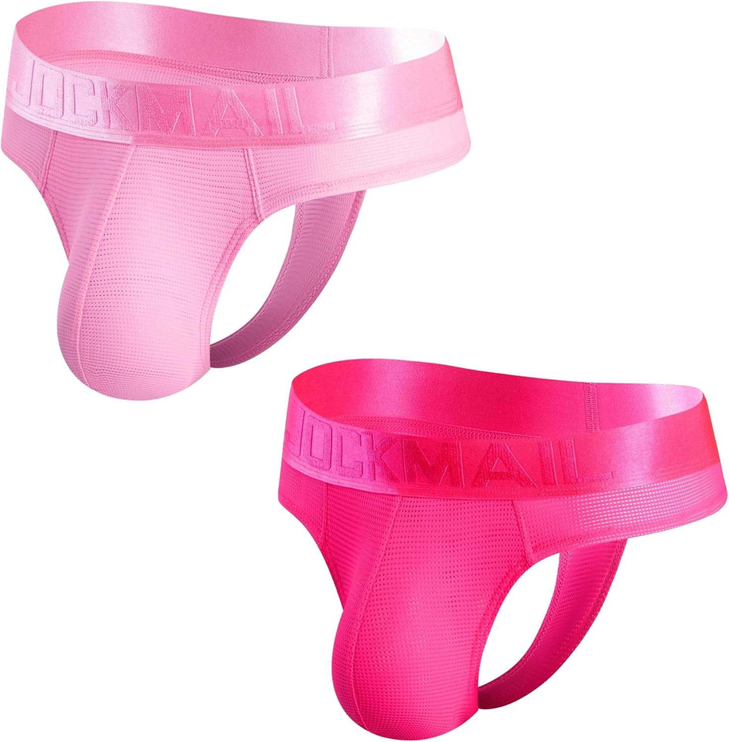JOCKMAIL 2PCS/Pack Mens Jock Strap Mens Thongs Briefs Breathable Mesh Mens Athletic Supporter Jockstrap with Silk Waistband