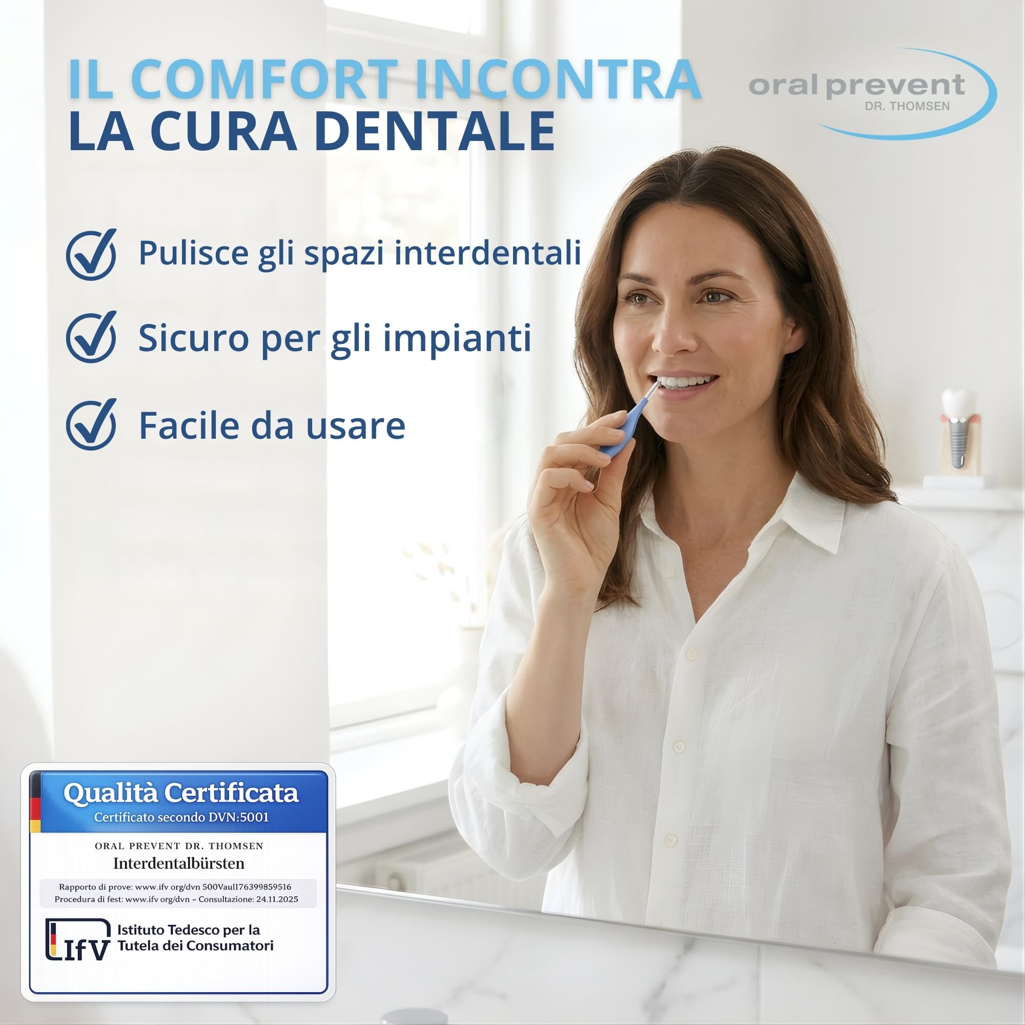 25 pezzi: spazzole interdentali Smart Grip in plastica a base di biobica – Dimensioni ISO: 6 (grigio), filo: 1,10 mm Ø