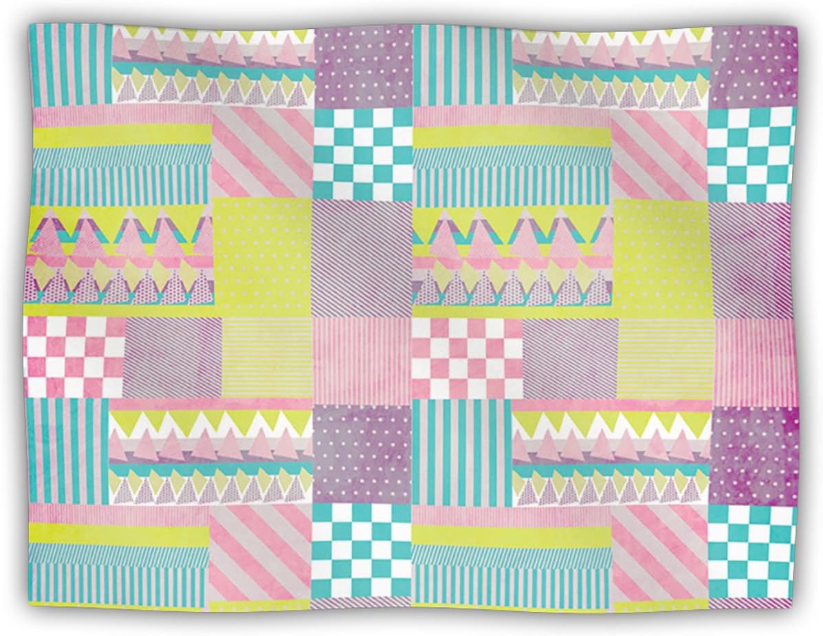 Louise Machado Patchwork Purple Green Pet Dog Blanket, 60 by 50-Inch