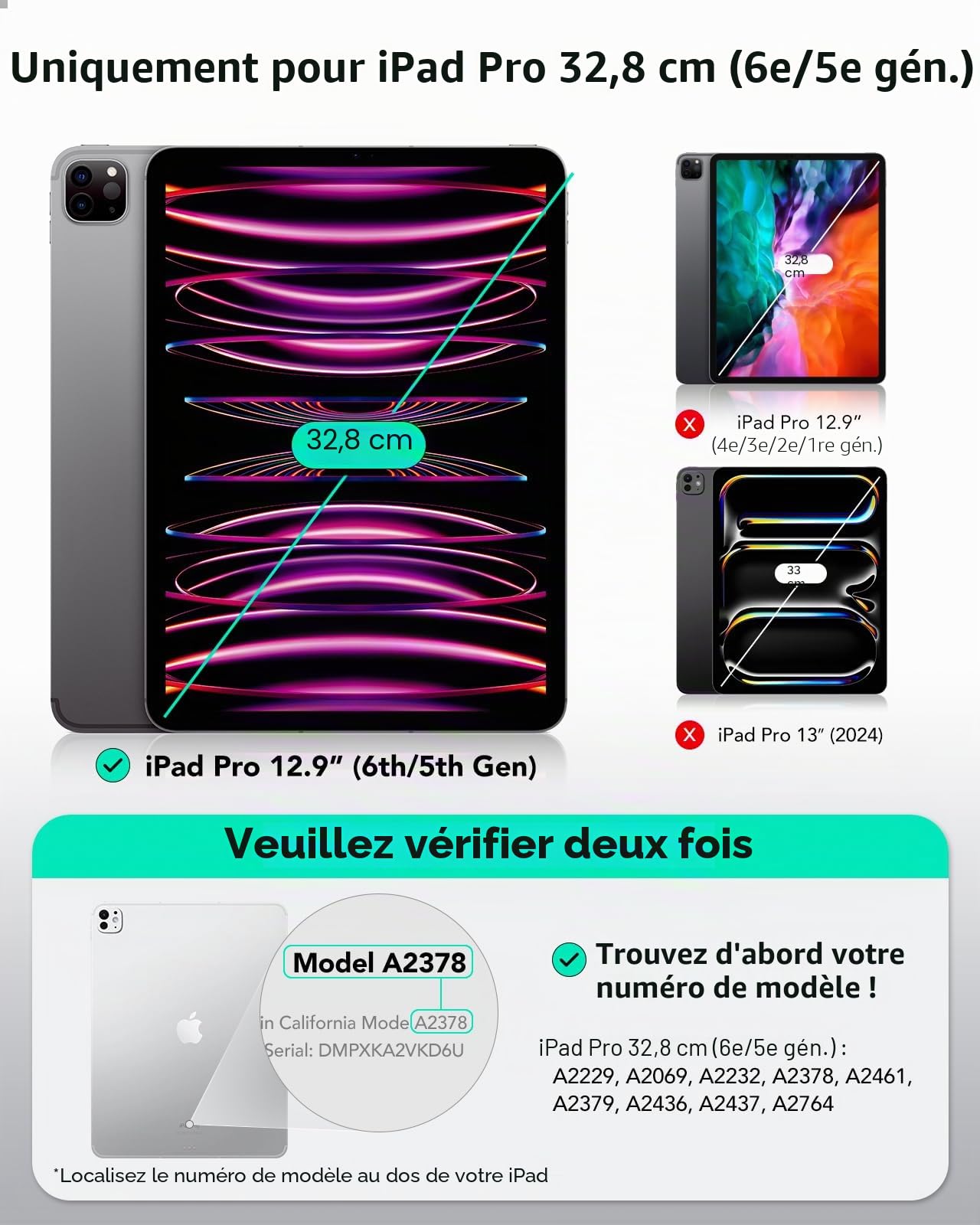 ESR Coque pour iPad Pro 12.9 inch (2022/2021), Noir Indestructible