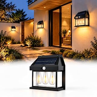 Solar Wall Lights Outdoor, 3-Bulb Motion Sensor Sconce