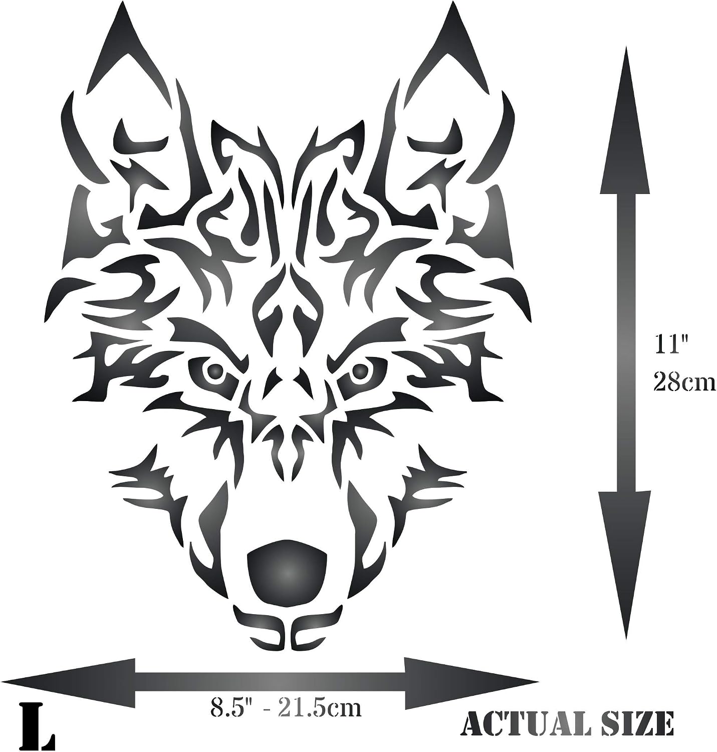 Wolf Stencil, 8.5 x 11 inch - Animal Canine Artic Wolf Head