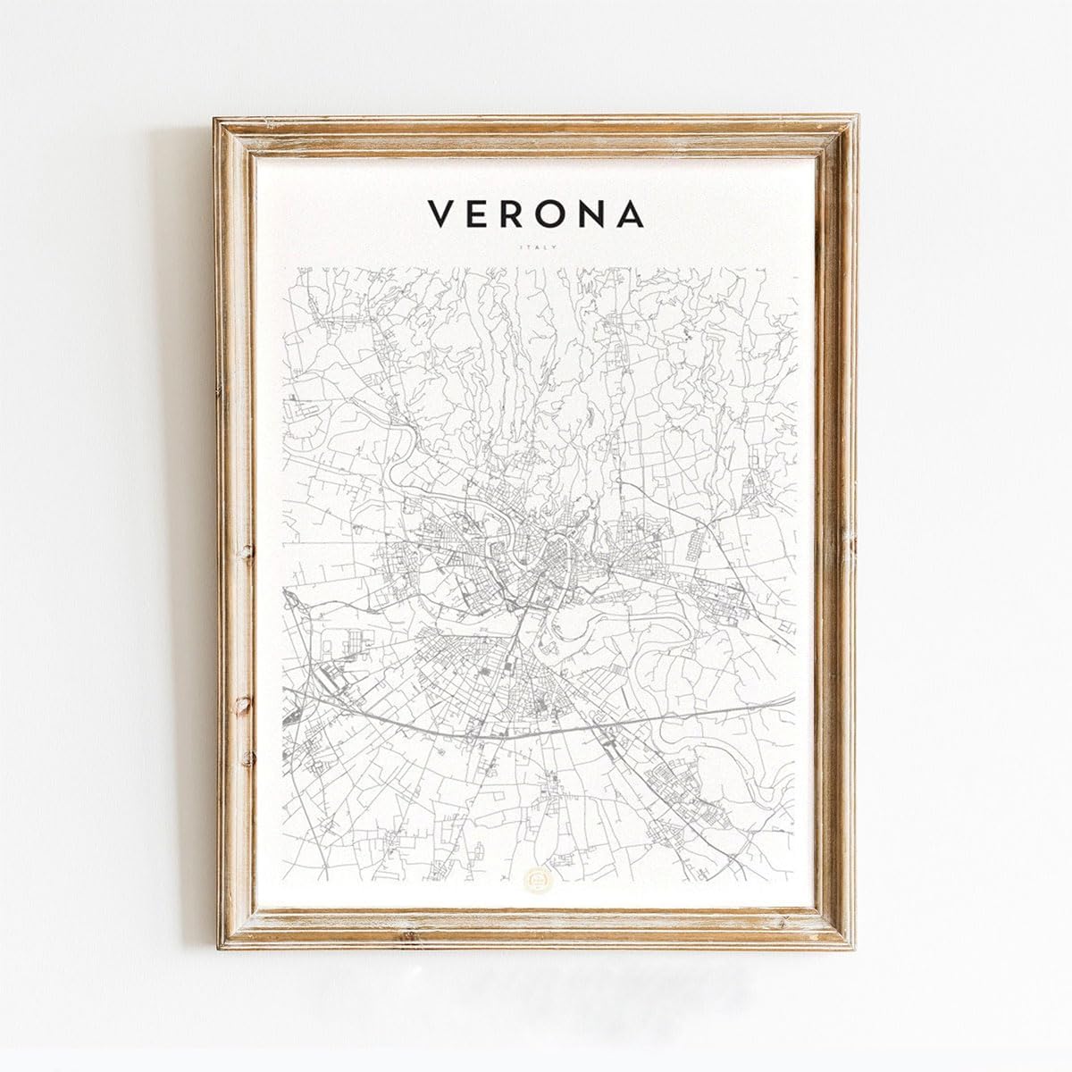 Modern Grey Poster of Verona Italy | 11x17 12x18 16x24 24x36 Unframed Mininal Wall Art | Minimalism Hometown City Traveler Print for Gift | Minimalist Home Office Decor