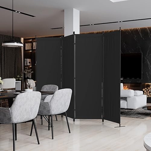 Miniatura 4 de Divisor de habitación, pantalla de privacidad plegable de 4 paneles, separación portátil de 88 pulgadas con pies de metal, divisores de ambientes,