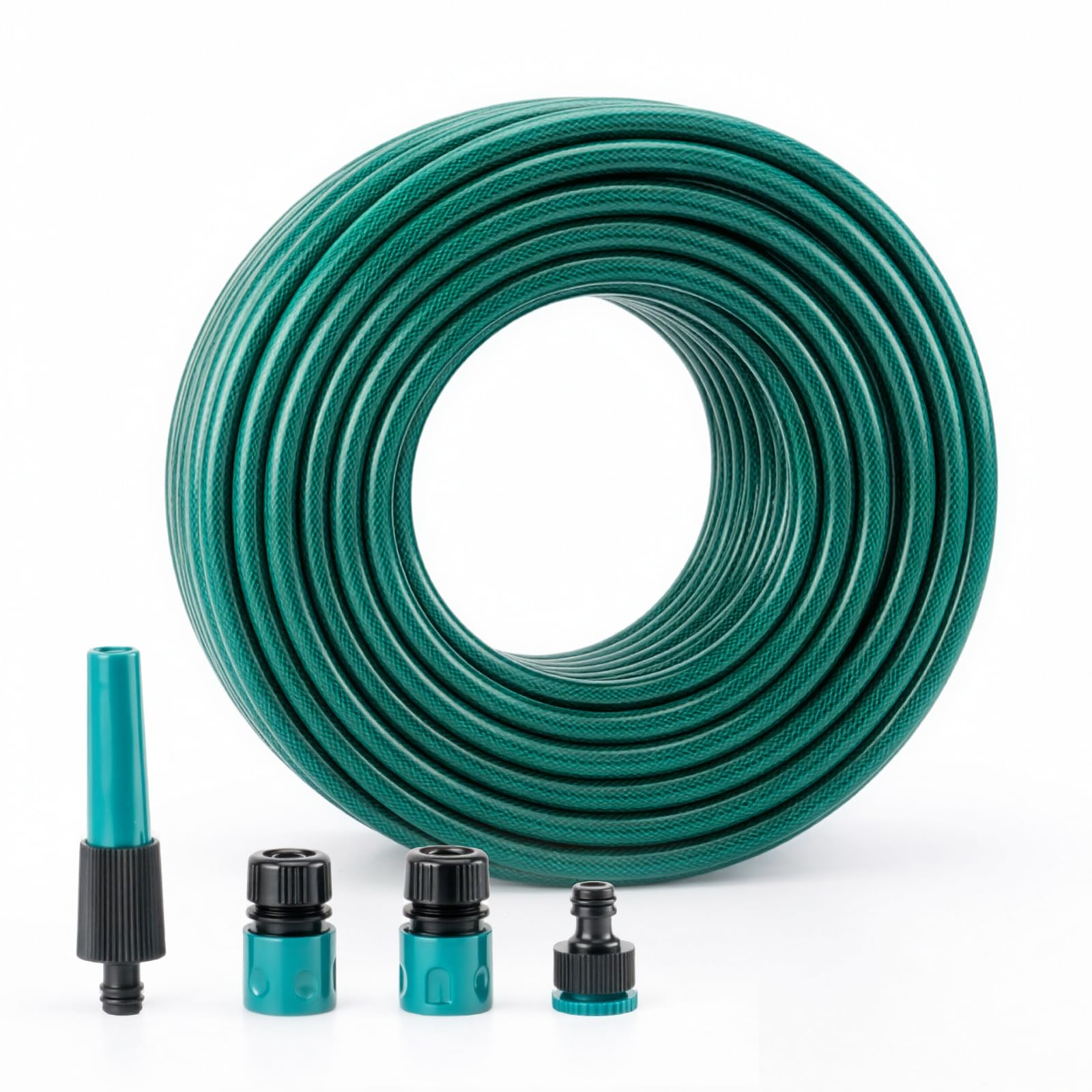 Sunnynest 30M Green 30M Reinforced Garden Hose Pipe With Spray Nozzle & Fittings, Heavy Duty Pvc Braided Water Hose 1/2"", Kink Free, Leakproof & Burst Resistant, Flexible Hose For Garden, Car Wash & Irrigation