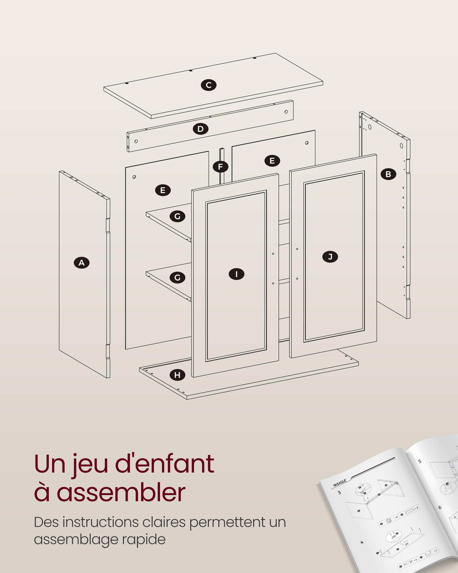 VASAGLE Armoire Murale pour Salle de Bain, Placard de Rangement Mural pour Salle de Bain, 30 x 60 x 60 cm, Armoire à Pharmacie avec Étagères Réglables, Blanc Nuage BBC321W01