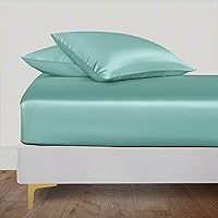 Vista 20 de Linenwalas - Sábana bajera de bambú, con bolsillo profundo, elástico y seguro, ropa de cama suave y refrescante perfecta para el cuidado de la piel