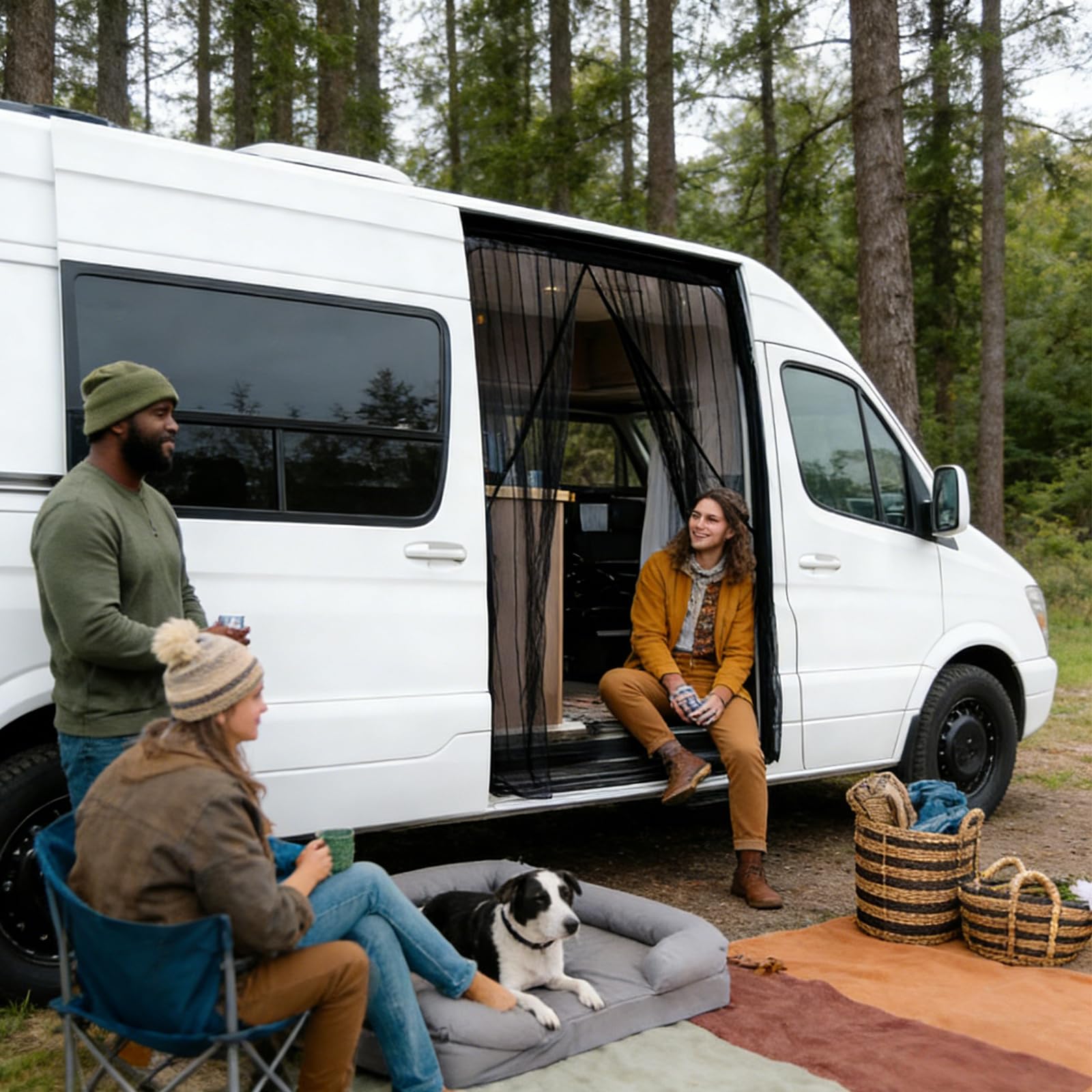 Moustiquaire Magnétique pour Van: 150 X 110 Cm Moustiquaire Voiture, Moustiquaires Van Aménagé avec Magnétisme pour Latérale, Protection Solaire, Les Voyages en Camping (Noir)