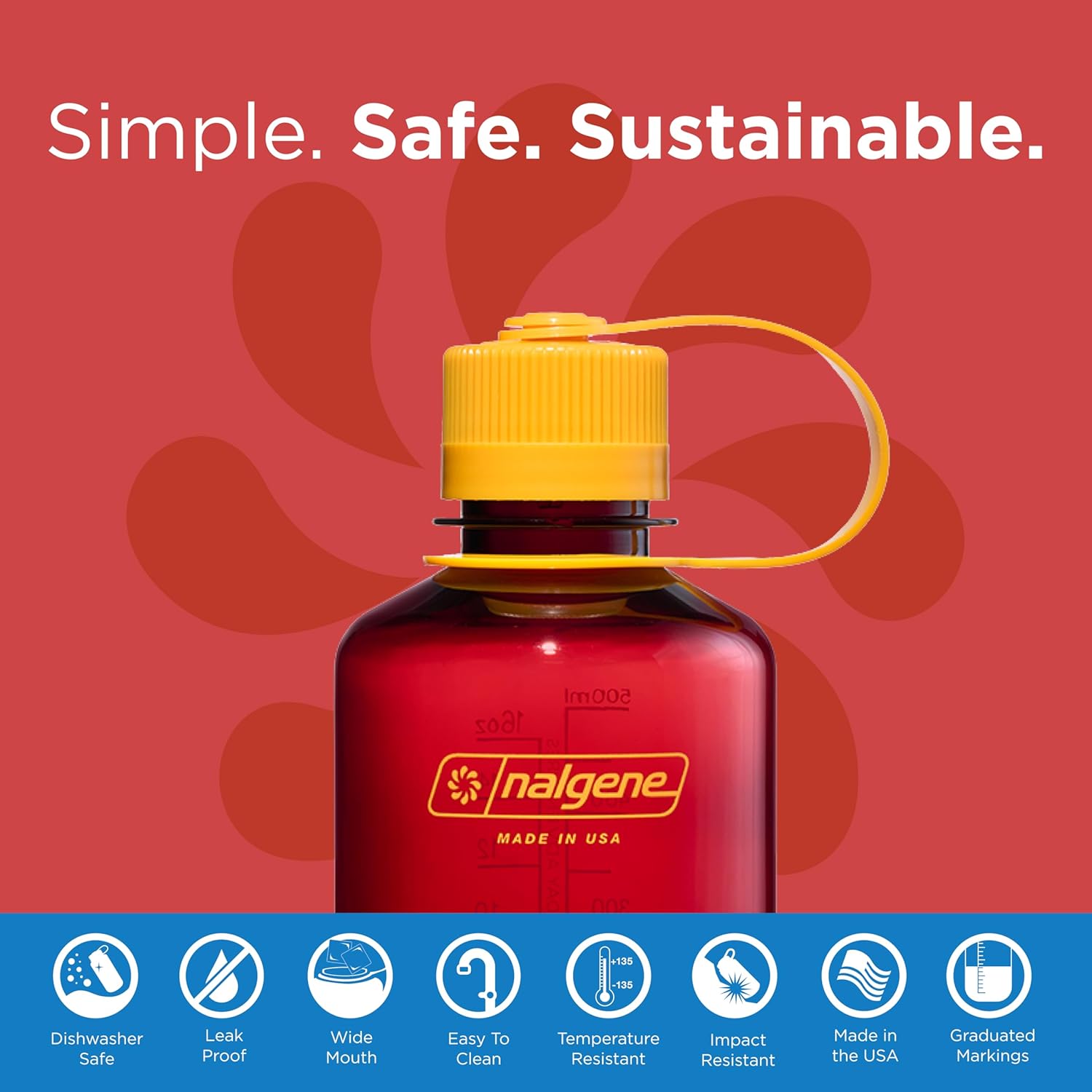 Nalgene Sustain Tritan BPA-Free Water Bottle Made with Material Derived from 50% Plastic Waste, 16 OZ, Narrow Mouth - Image 2