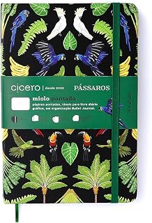 Caderneta Ciceros Pássaros Pontado 14X21 Floresta Tropical Preto, Cicero