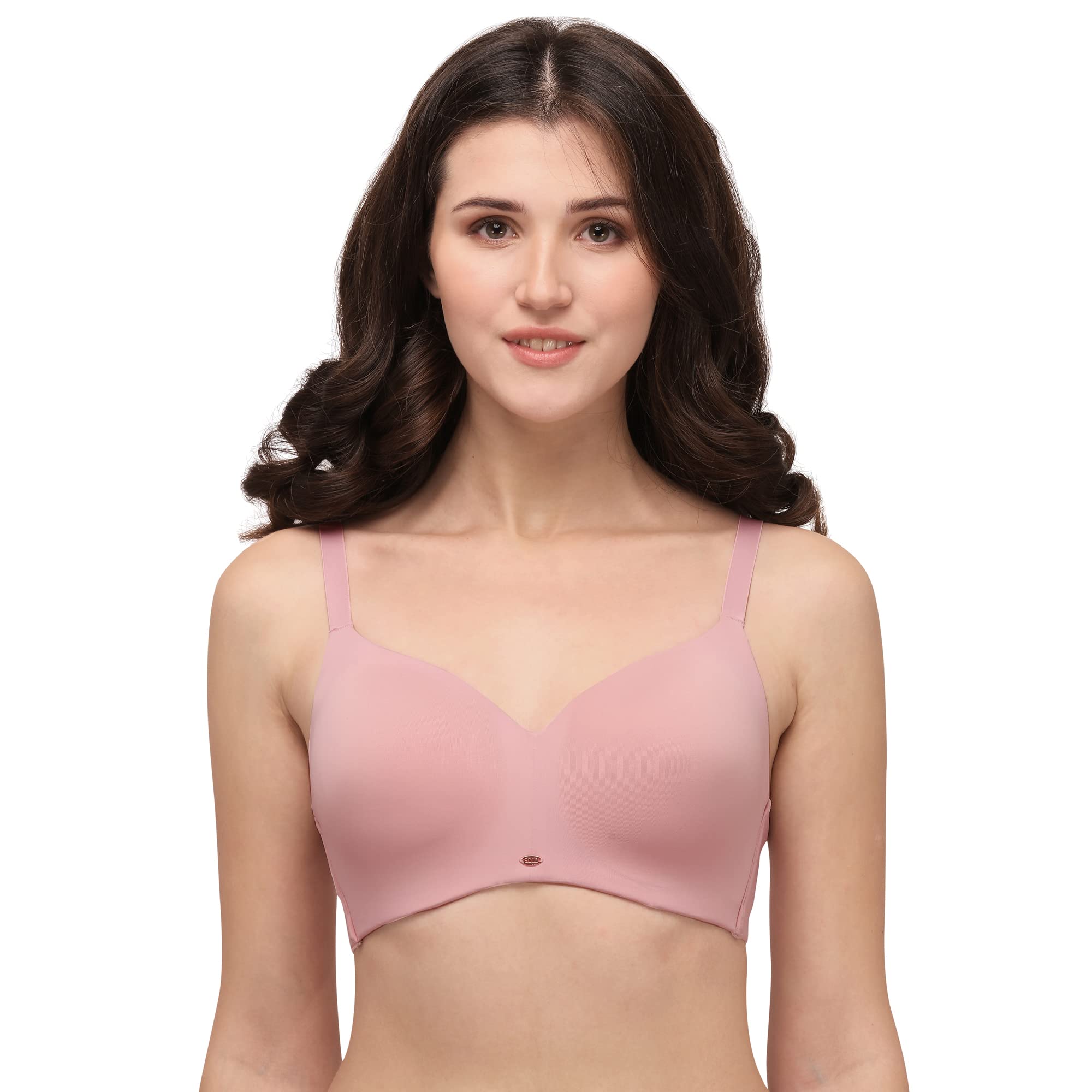 SOIEWomen’s Full Coverage Padded Non-Wired Seamless T-Shirt Bra | Ultra Soft Nylon Spandex with Adjustable Straps, Side Support & Smooth Invisible Finish