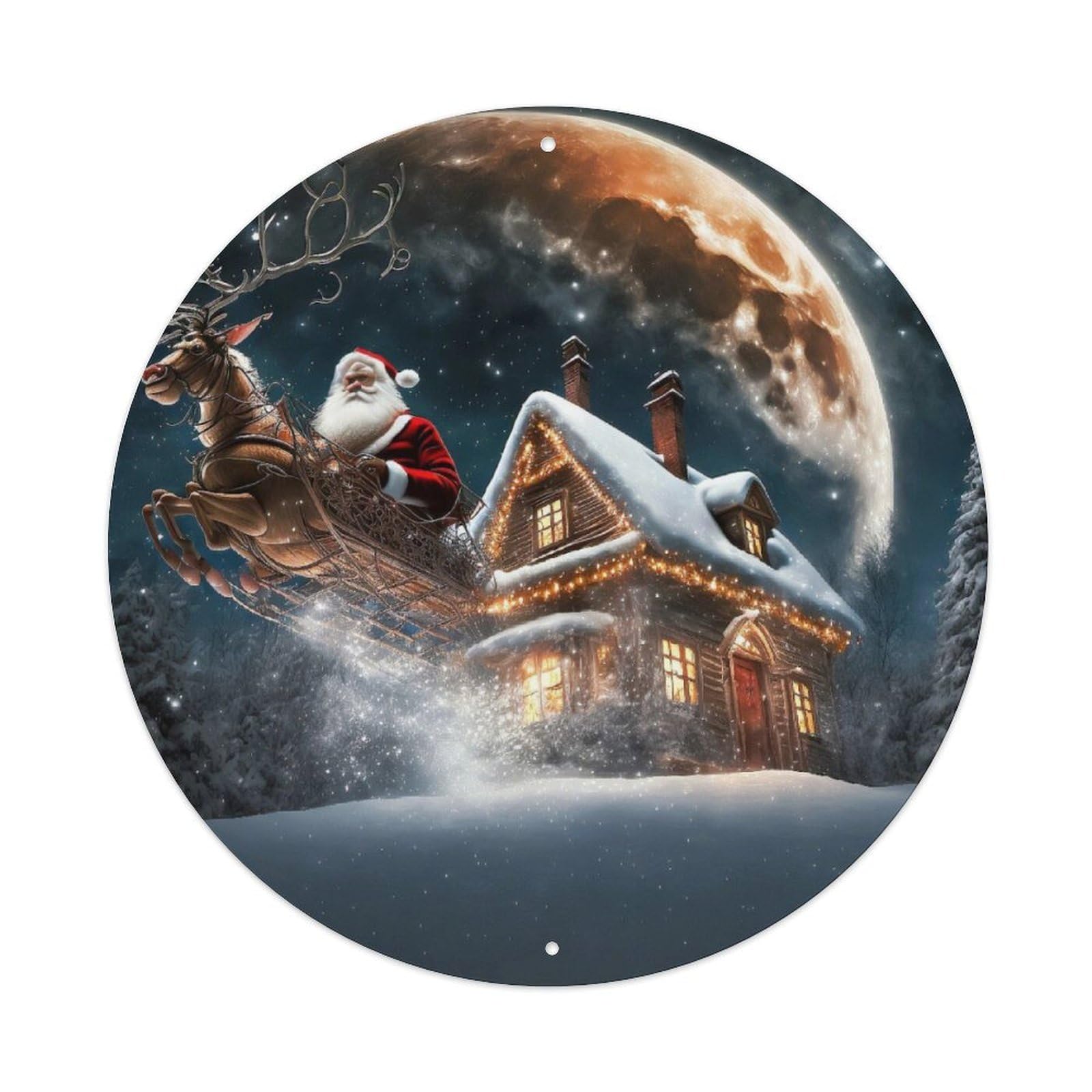 Father Christmas on The Sleigh Christmas Metal Tin Sign