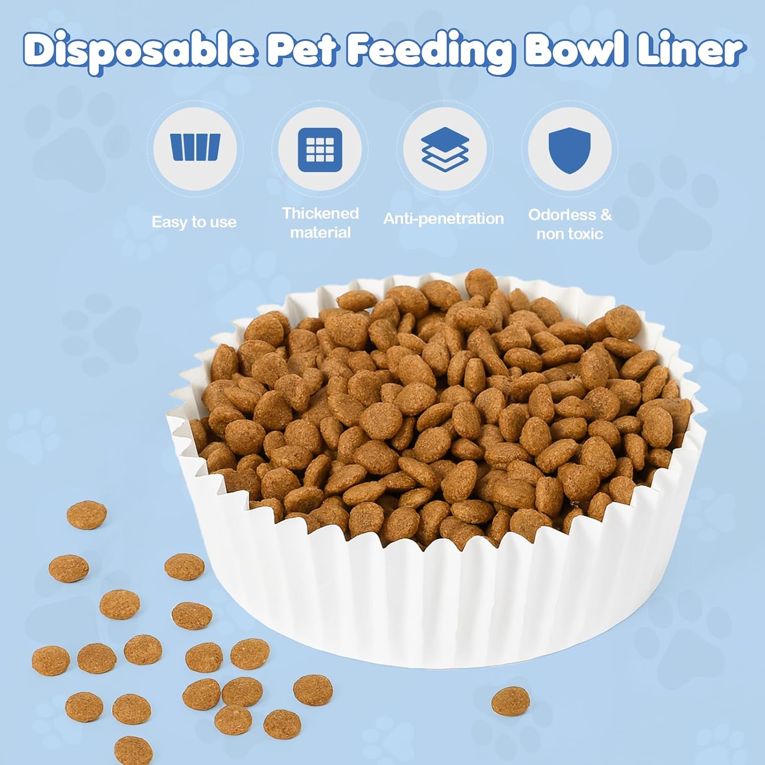 600 Pcs Disposable Pet Feeding Bowls Liner Bulk, White Paper Cat Food Bowls Small Paper Dish Liner for Small Dogs Cats Dish Wet Food Feeding Station, 4 x 1.2 Inch