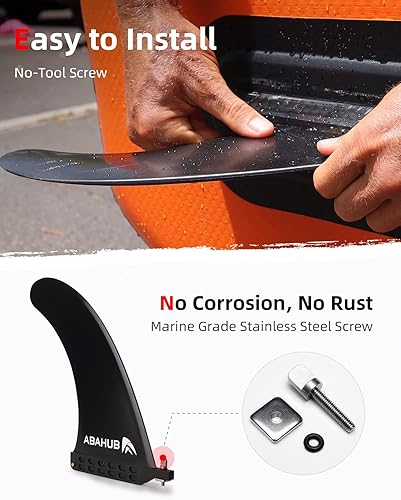 Miniatura 4 de Abahub 9'' SUP Single Center Fin, No Tool Fin Screw, Fiberglass Reinforeced 9 inch SUP Replacement Fins for Surfboard, Stand-up Paddle Board,