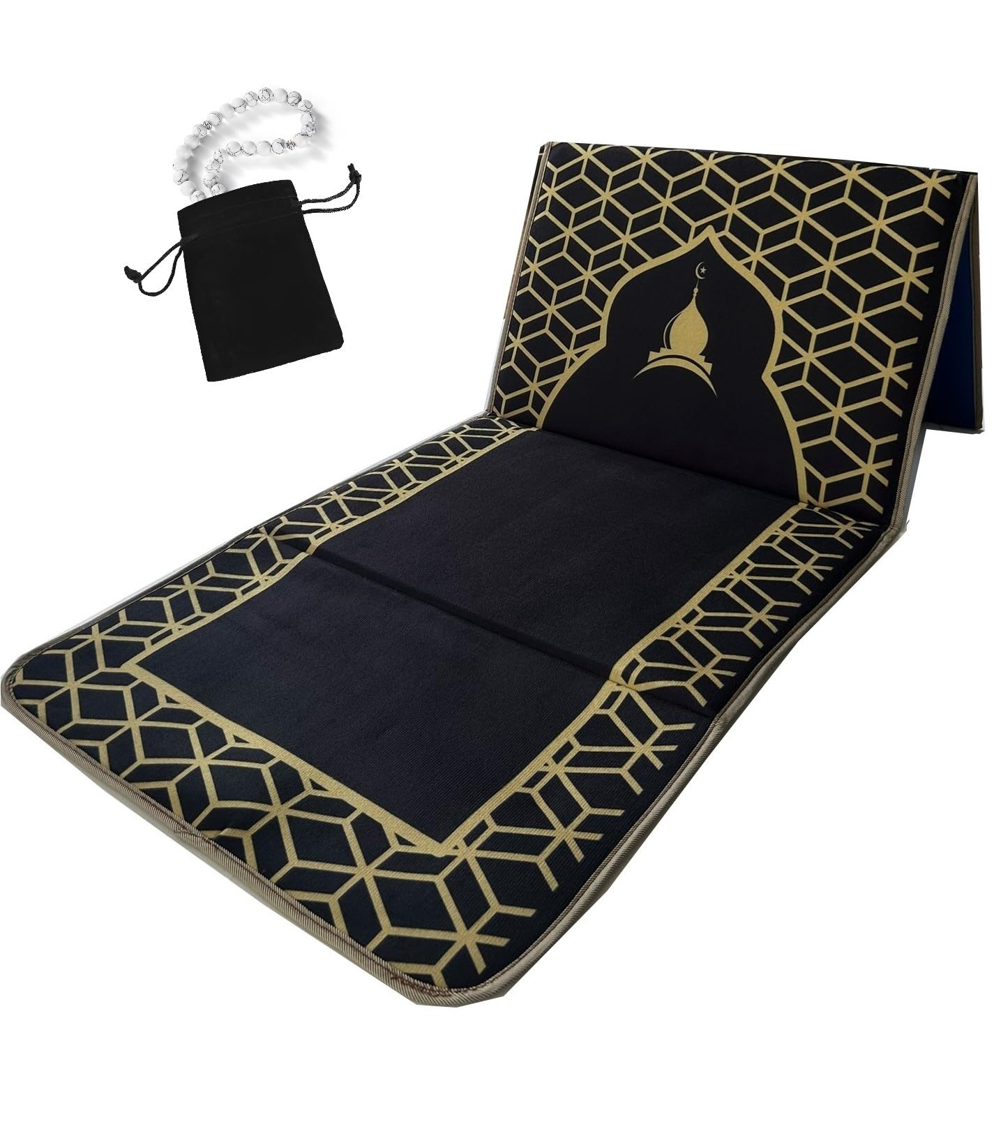 Back Support Prayer Mat Muslim Rug Islamic - Prayer Rug Sajadah for Men Women for Eid Travel Ramadan, Masjid, Soft and Luxury