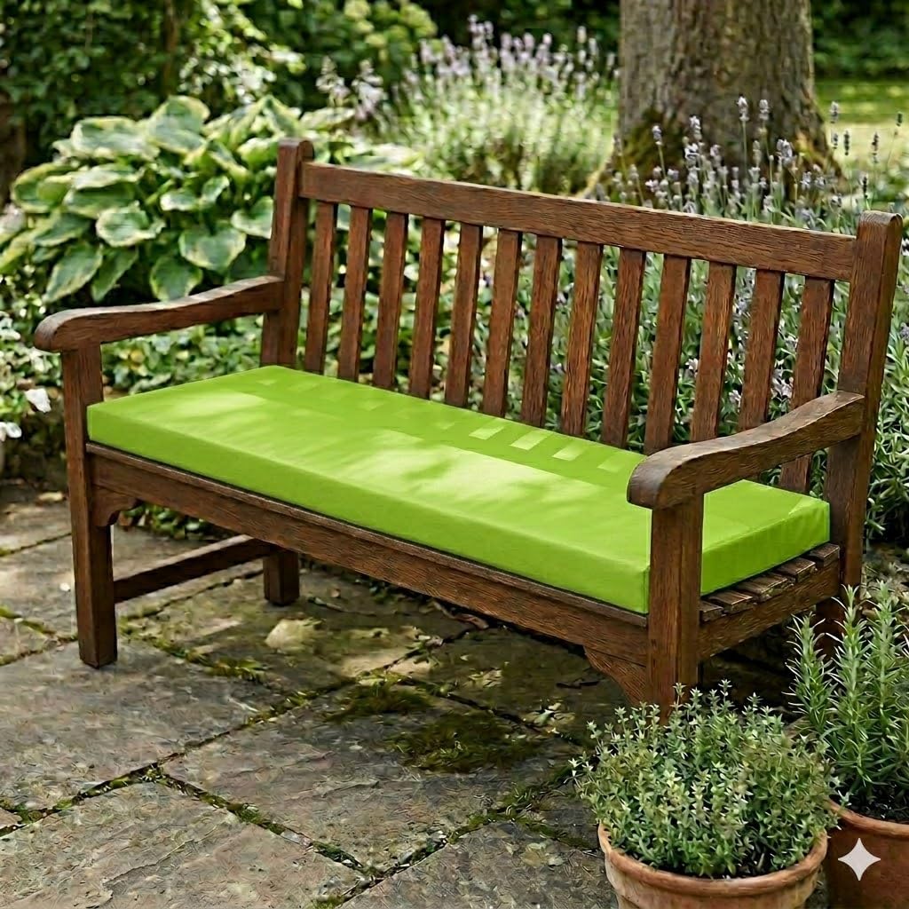 Goldstar Beddings Premium Garden Bench Cushion - 2 Seater Foam Seat Pad for Indoor/Outdoor Use (Lime Green, 2 Seater 16 x 42 x 2) — image 1
