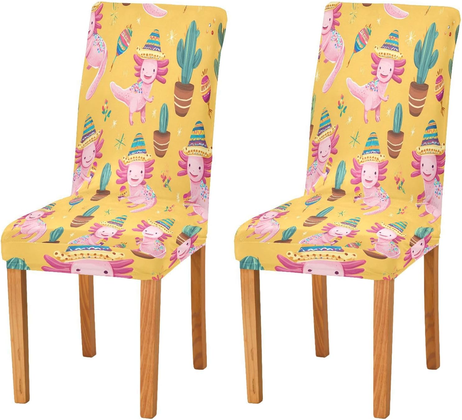 ALAZA Chair Covers for Dining Room, Salamander Cactus Pattern Stretch Chair Cover Sets Chair Protector Removable Washable for Ktichen Restaurant Hotel