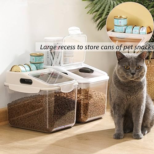Vista 3 de Fhiny Contenedor de almacenamiento de alimentos para perros de 11 libras, recipiente hermético para golosinas para mascotas, barriles
