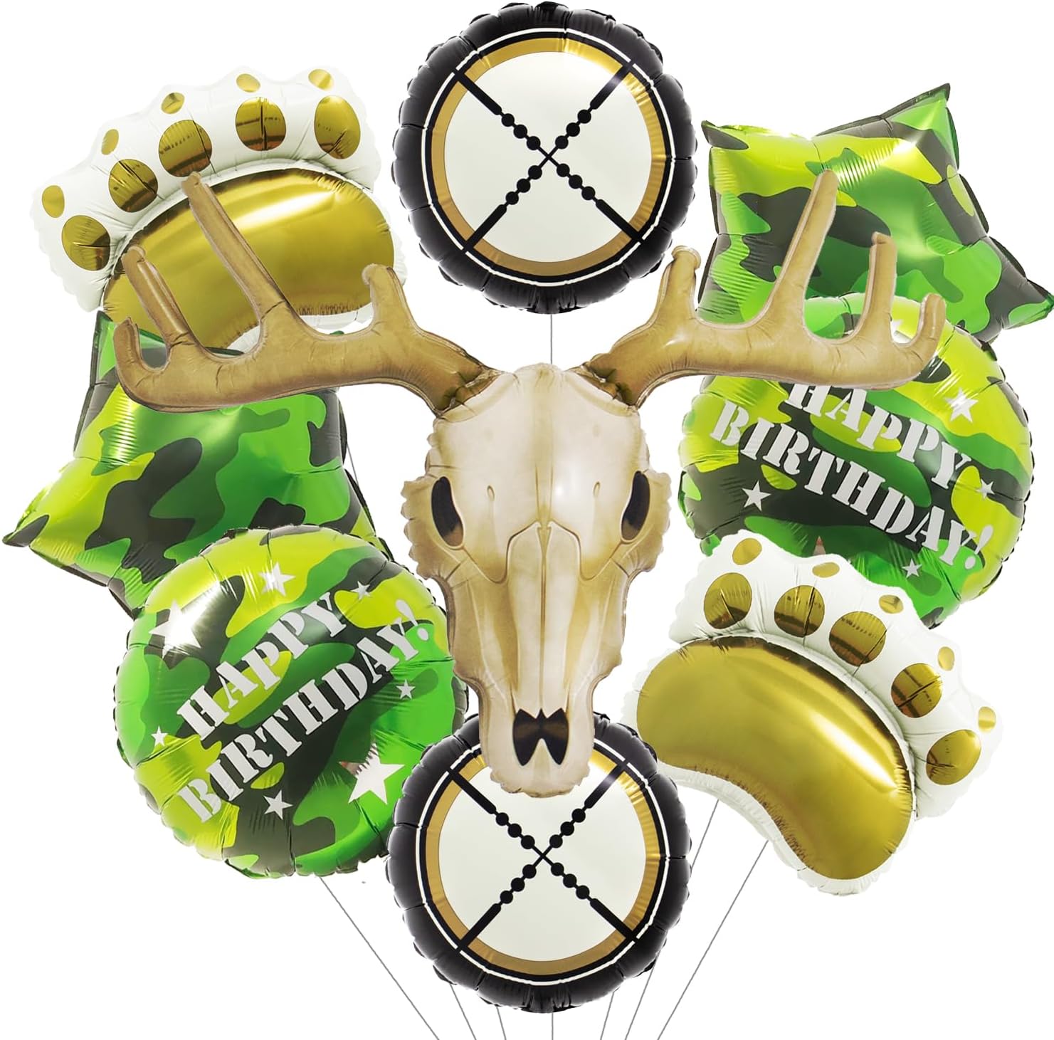 Deer Balloons Antler/Bear Paw/Target balloon Camo Star & Circle balloons for Wilderness shooting Hunting Camping Game Jungle Camo Birthday Party Decorations Western Wilderness Adventures