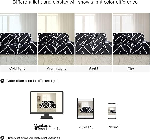 Miniatura 8 de uxcell Funda elástica para sofá de dos plazas, funda de sofá biplaza para sala de estar, muebles universales con una funda de almohada (ramas negras