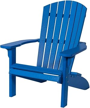 DutchCrafters HDPE Poly Plastic Fanback Adirondack Chair, Outdoor Patio Chair, Outdoor Furniture for Patio, Deck, Balcony, Lawn - Amish Made in USA Blue