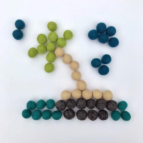 Miniatura 6 de Wildflower by hu hands Bolas de fieltro de lana  Surtido azul, verde, gris, color natural  Pompones de fieltro hechos a mano en Nepal para