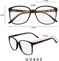 Vista 5 de Emblem Eyewear - Large Oversized Glasses Clear Lens Thin Frame Nerd Glasses