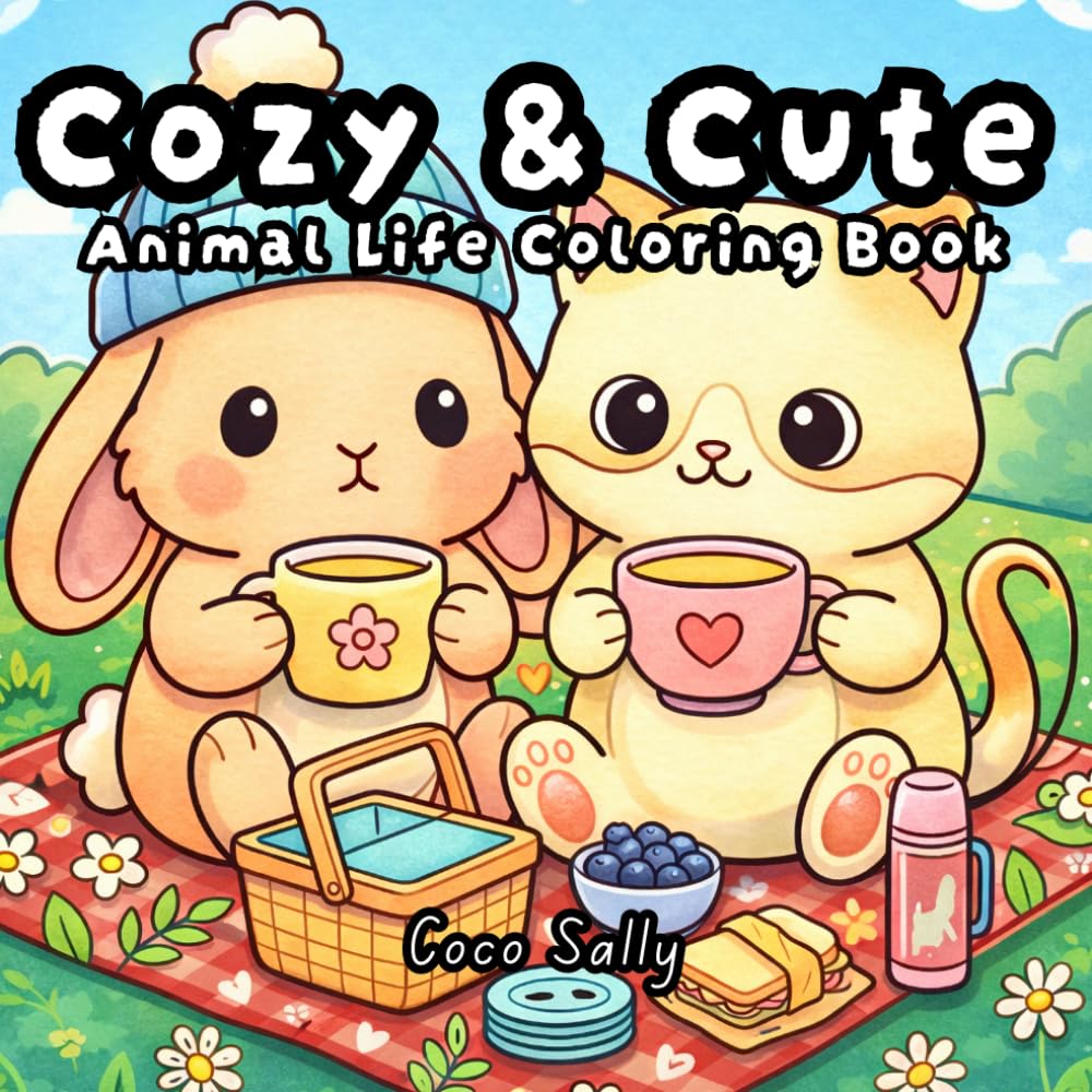 Cozy & Cute Animal Life Coloring Book: Adorable and Relaxing Designs of Cute Animals in Cozy Daily Life, Fun for all Ages (Cozy Animal Coloring Book)