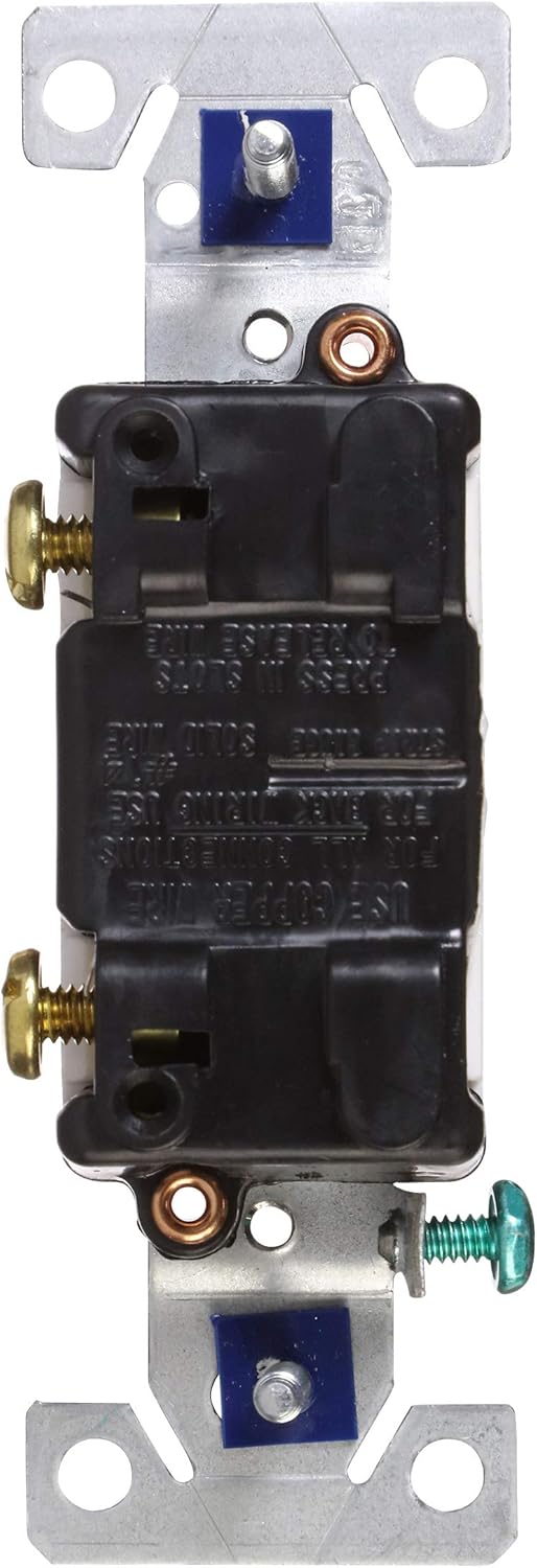 Eaton C1301-7LTW-L 15-Amp, 120-Volt Side and Push Wire Single-Pole Toggle Lighted Switch, White