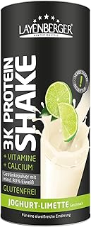 Layenberger 3K Protein Shake Joghurt-Limette, 80 % Eiweiß und nur 3,7 % Kohlenhydrate bei nur 2,0 g Zucker, (1 x 360 g)