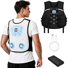 Portable Cooling Vest with 2 Fans & Cooling Plate, 3 Cooling Power Settings, Portable Air Conditioner Vest for Construction, Travel & Outdoor Work, with a complimentary 20000mAh battery.
