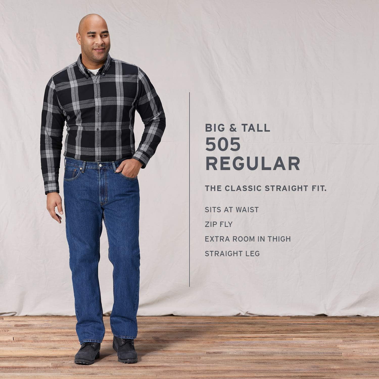 Levi's Men's 505 Regular Fit Jeans, (New) Nail Loop Knot - Dark Indigo, 56W  x 34L: Buy Online at Best Price in UAE - Amazon.ae