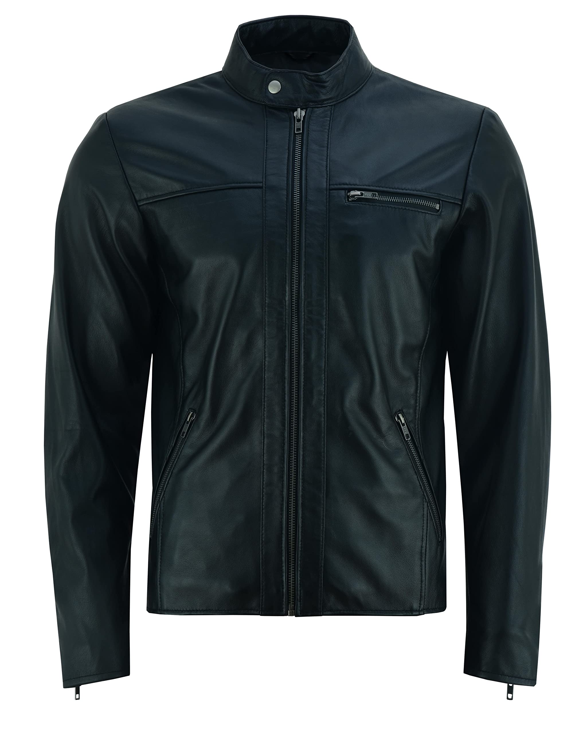 Vance Herren Echt Lederjacke aus 100% Lammleder (Schwarz) oder Rindsleder (Braun)