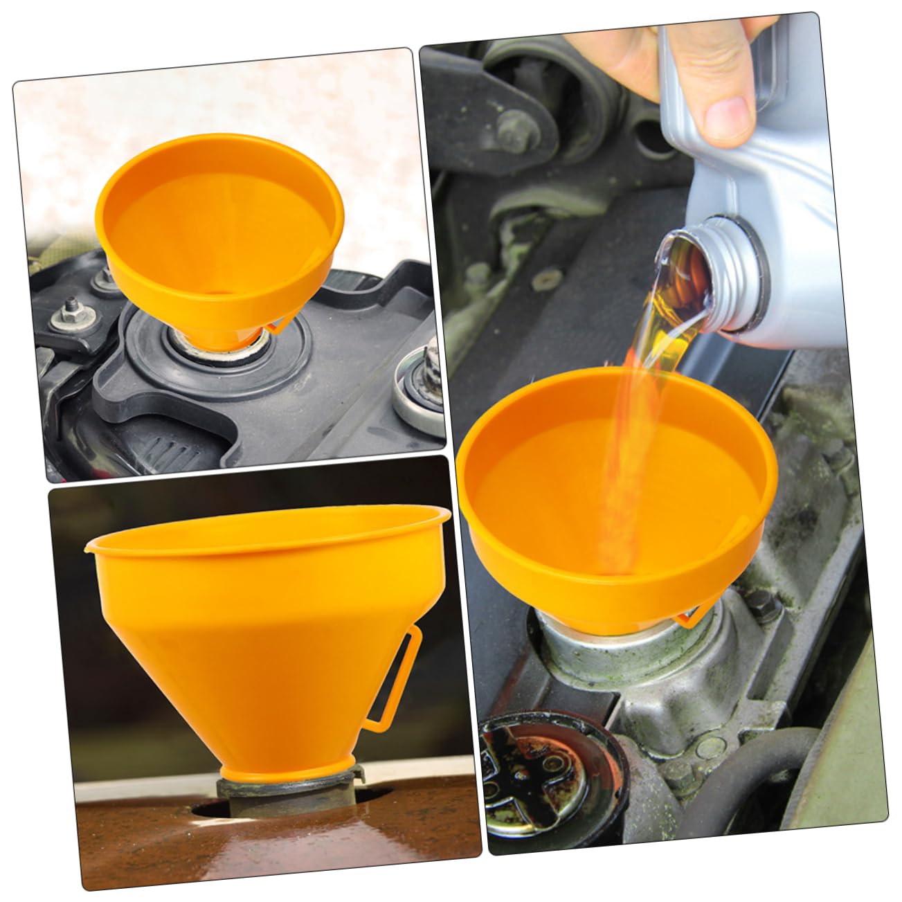 iplusmile 4 Piezas Embudo De Relleno Embudo De Llenado De Aceite De Vehículo Con Tubo Motor De Gasolina Largo y Flexible Del Tanque De Gasolina Abdominales Orange