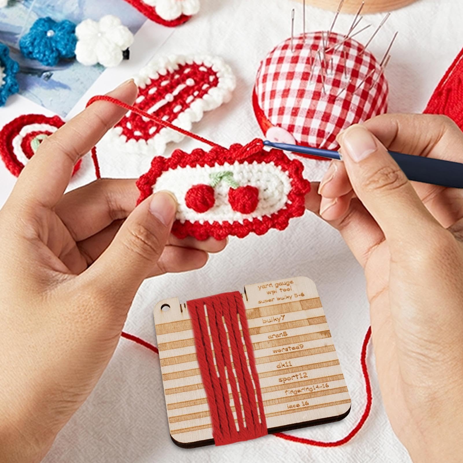 Misuratore Per Ferri Da Maglia In Legno - Calibro, Righello, Multifunzione Per Lavoro A Maglia - Foto 8