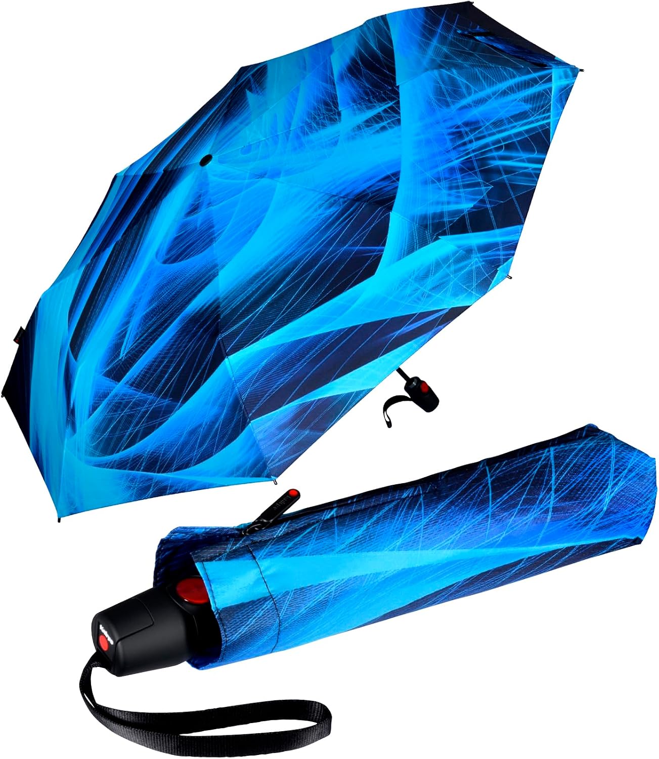 Parapluie De Poche Knirps T2 Duomatic – Longueur 28 Cm, Ø 95 Cm – Automatique, Résistant Au Vent – Rouge Pointillé