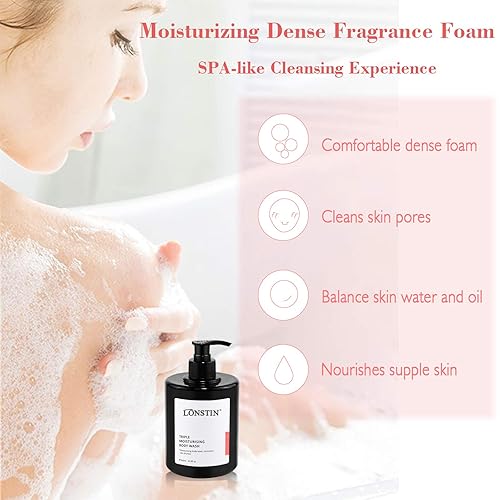 Miniatura 3 de lonstin Gel de baño con bomba hidratante para piel seca, nutritivos naturales para una piel suave al instante y una nutrición duradera, limpiador de