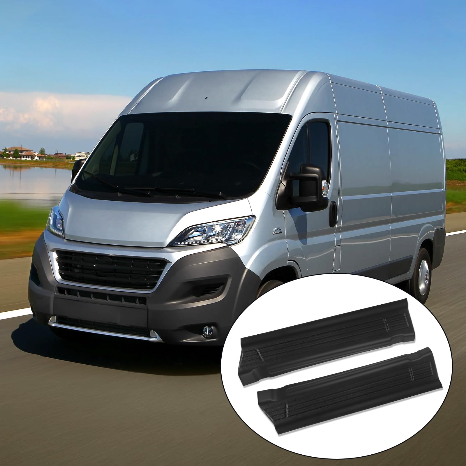 2PCS Plaques de seuil de porte en plastique de remplacement pour Fiat Ducato/Peugeot Boxer/Citroen Jumper 2006-2023, Protection latérale ABS pour seuil de porte gauche et droit