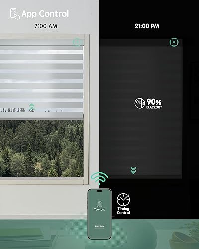 Miniatura 133 de Persianas de cebra motorizadas Yoolax compatibles con Alexa, persianas motorizadas con control remoto, persianas eléctricas inteligentes automáticas