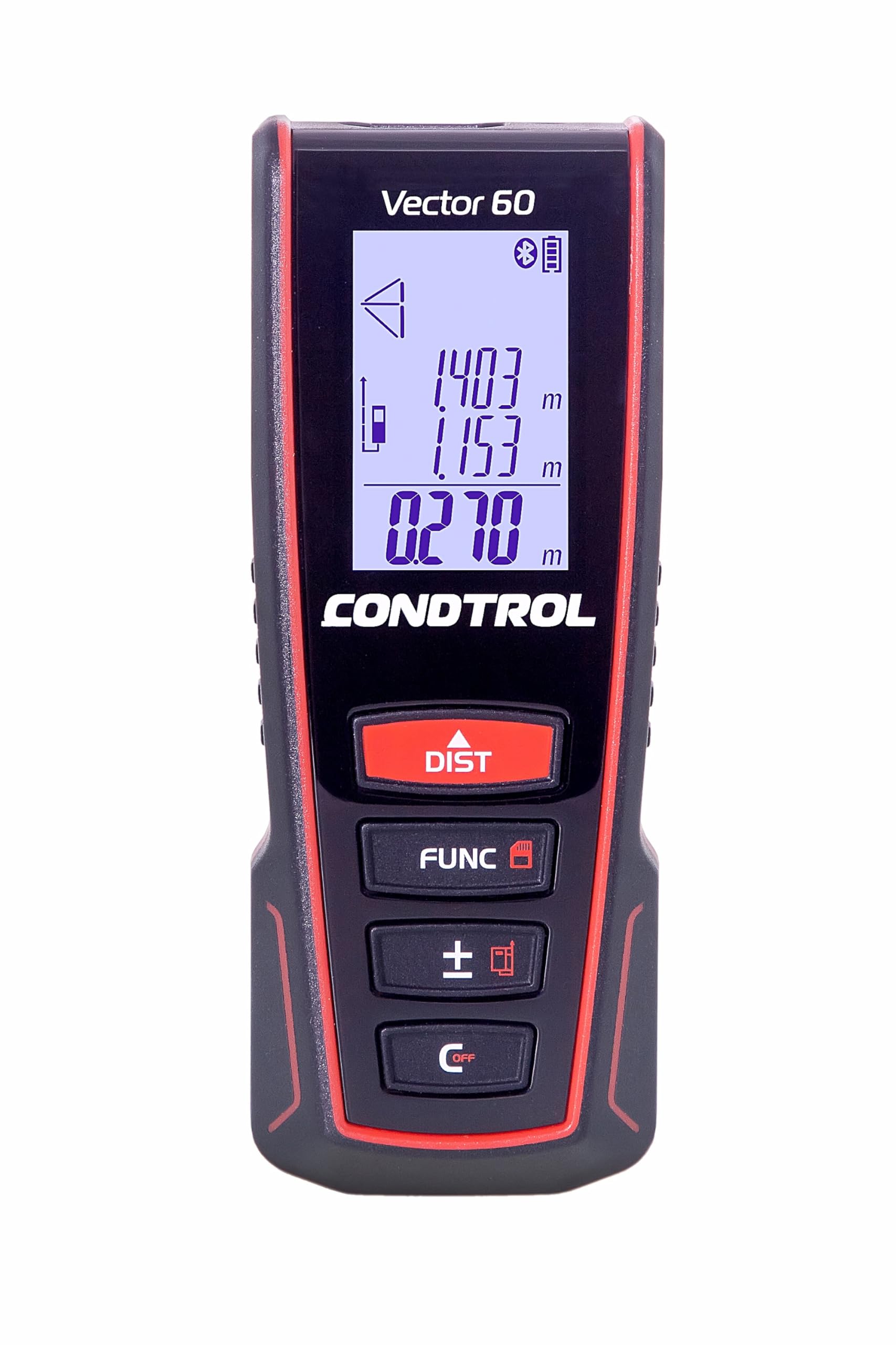CONDTROL - Telémetro VECTOR 60 - Alcance de 0,05 a 60 metros - Medición precisa continua - Láser rojo - Bluetooth - Garantía de 2+1 años - Se entrega con accesorios