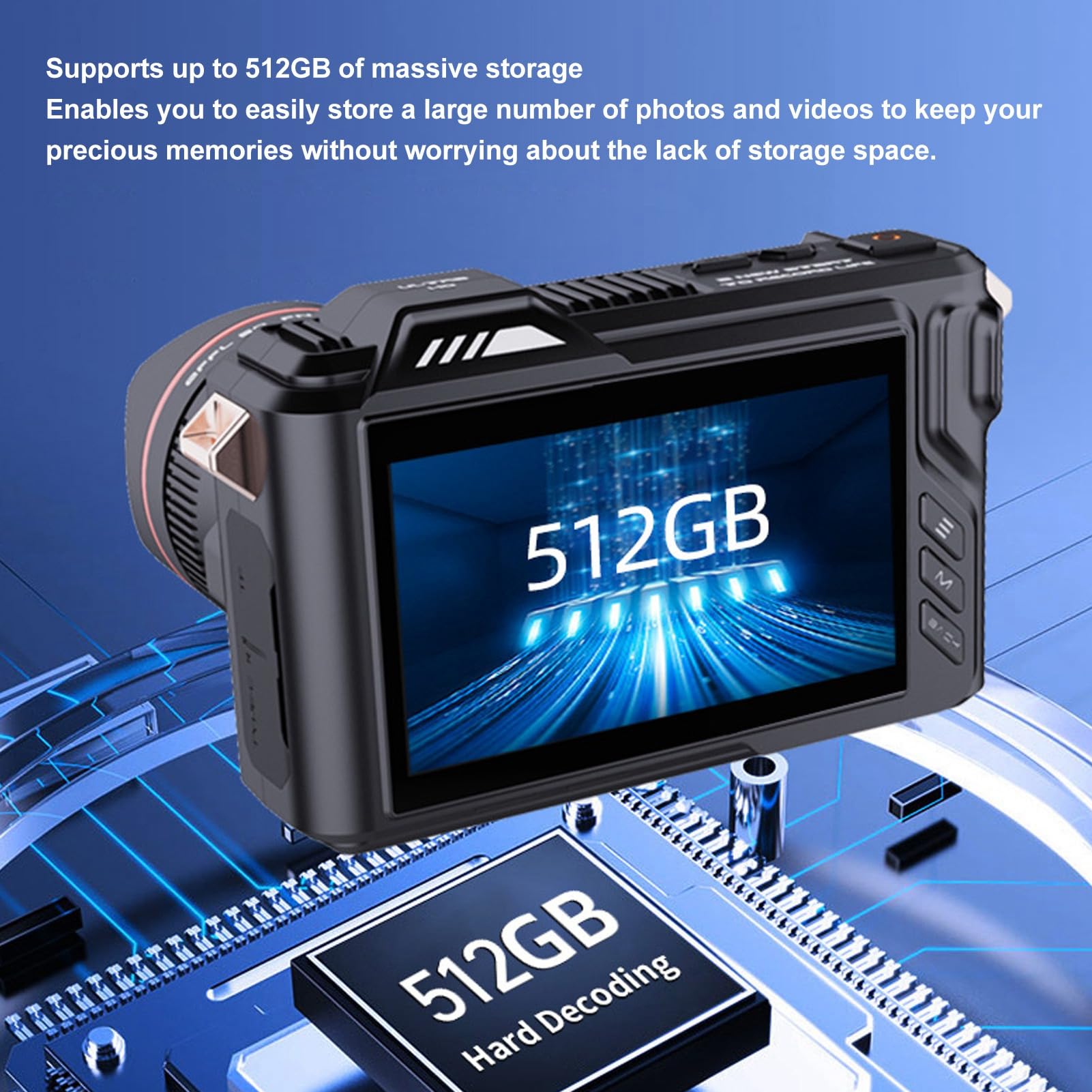 Aparat Cyfrowy 5K, 5G WiFi 50MP Aparat Fotograficzny Dalekiego Zasięgu z Zoomem Cyfrowym 50X 4-calowy Ekran IPS Kamera do Vlogowania 4800 MAh z Pełnokolorowym Noktowizorem