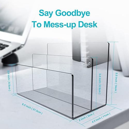Miniatura 9 de Soporte de archivos de acrílico de 3 secciones, organizador de archivos transparente para escritorio, apto para organizador de archivos de oficina,