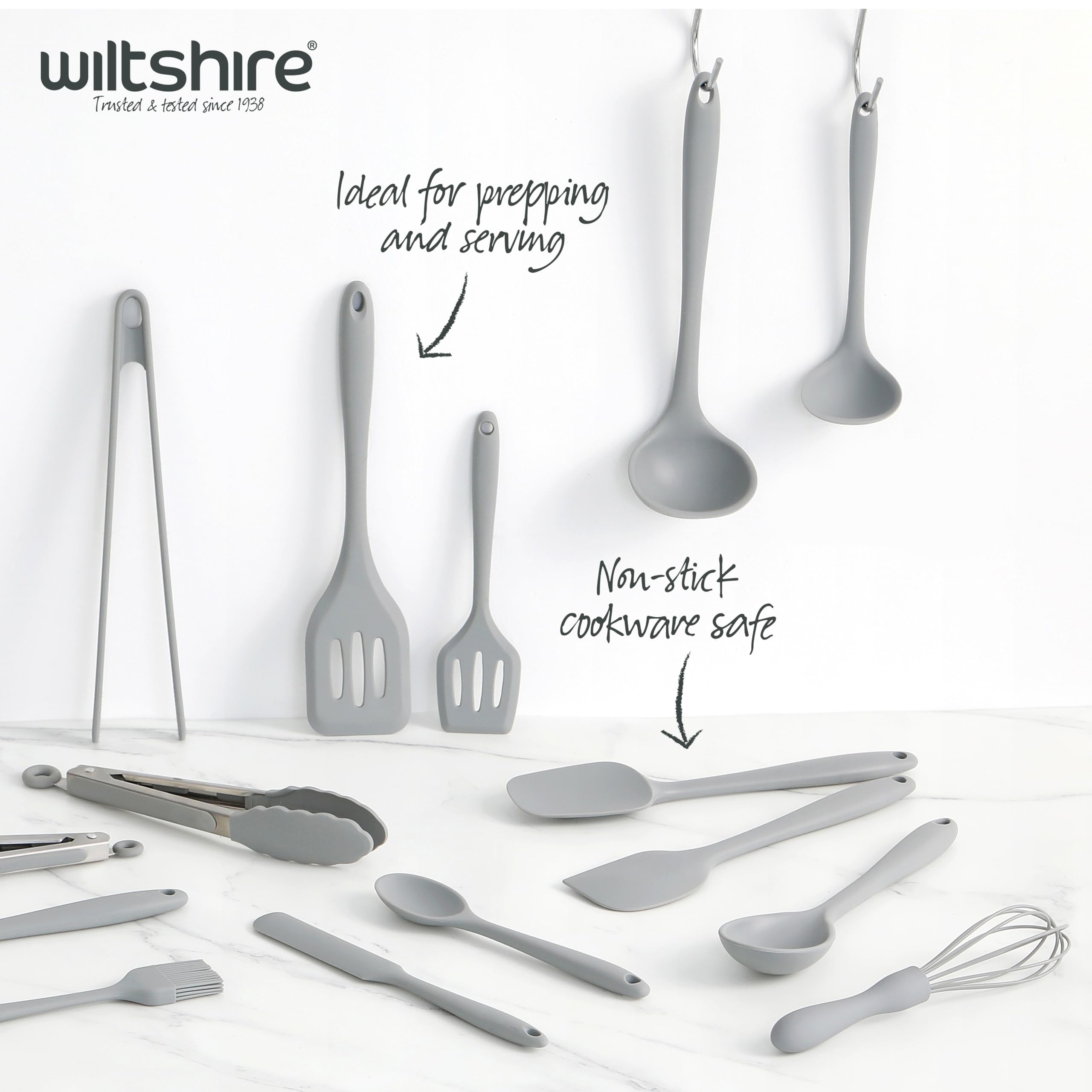 Wiltshire Silicone Spatula, Dough Scraper, Heat-Resistant Utensil, Non-Stick, Non-Scratch, Pebble Grey, 27.2x5.5x1.5cm - Image 2